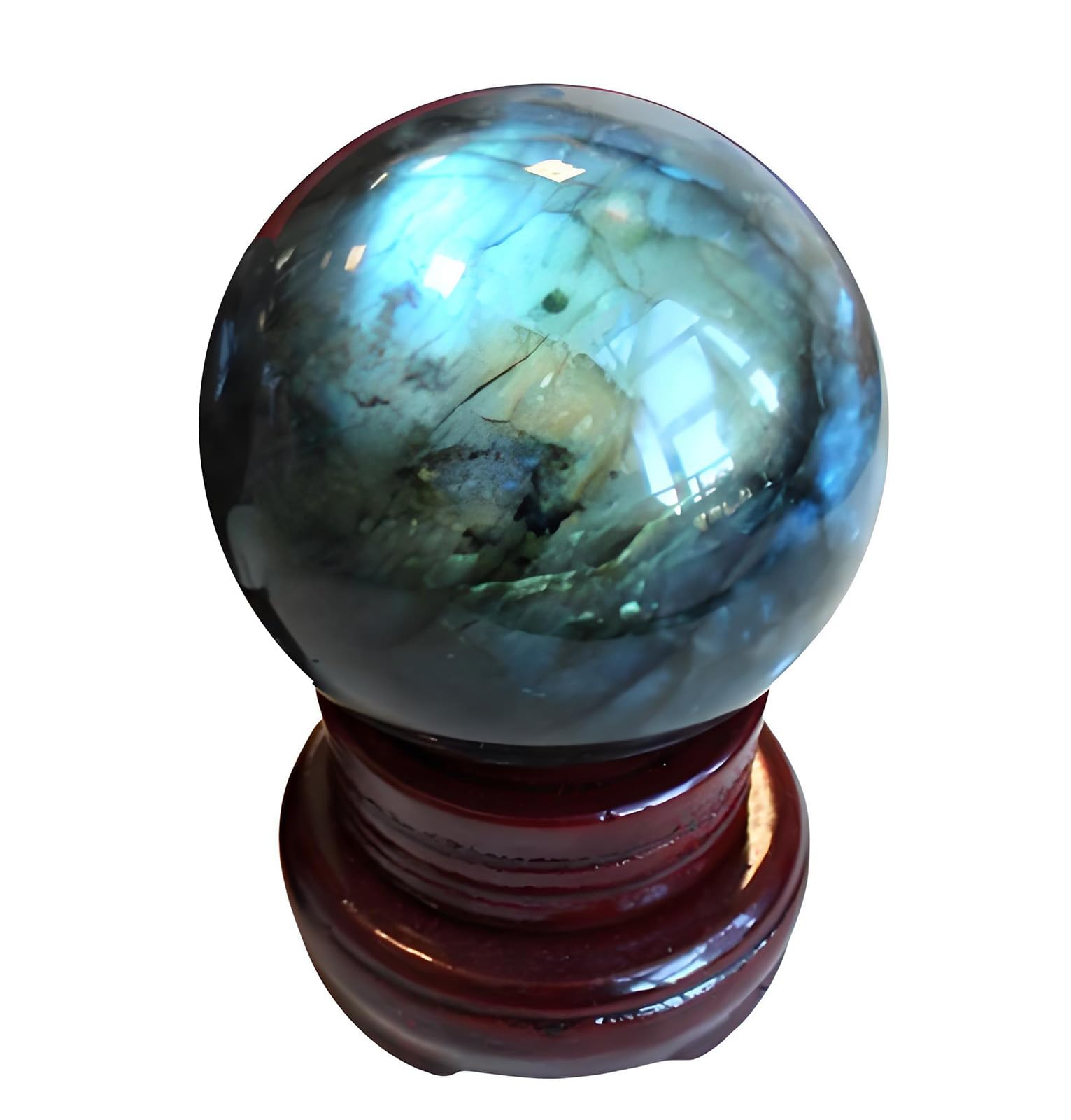 FOPURE Large Crystal Ball Labradorite Crystals Sphere Decorative Real Quartz Gemstone Sculpture Yoga Fengshui Decor,5.5~6cm