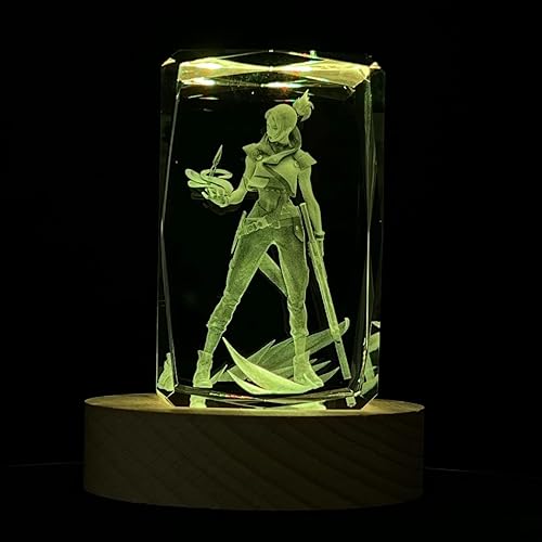 SUPIA Valorant - Figura de cristal 3D - Agent Jett - Soporte de iluminación LED colorido RGBW 16 con figura de cristal grabada con láser Regalo de SUPIA Valorant - Figura de cristal 3D - Agent Jett - Soporte de iluminación LED colorido RGBW 16 con figura de cristal grabada con láser Regalo de