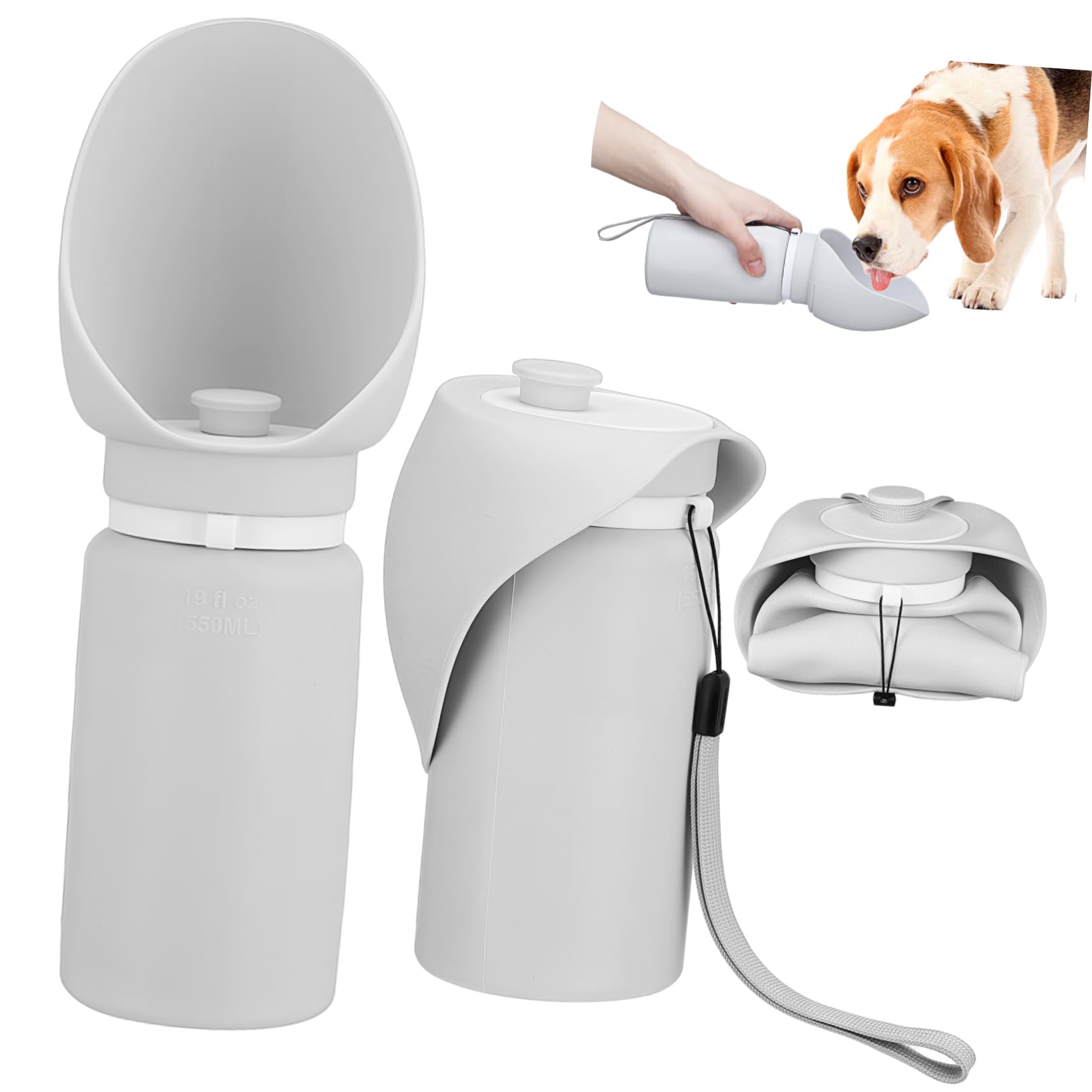 BCOATH 550ml Dog Water Bottle Pet Water Dispenser Portable Cup Outdoor Dog Bowl Travel Holder