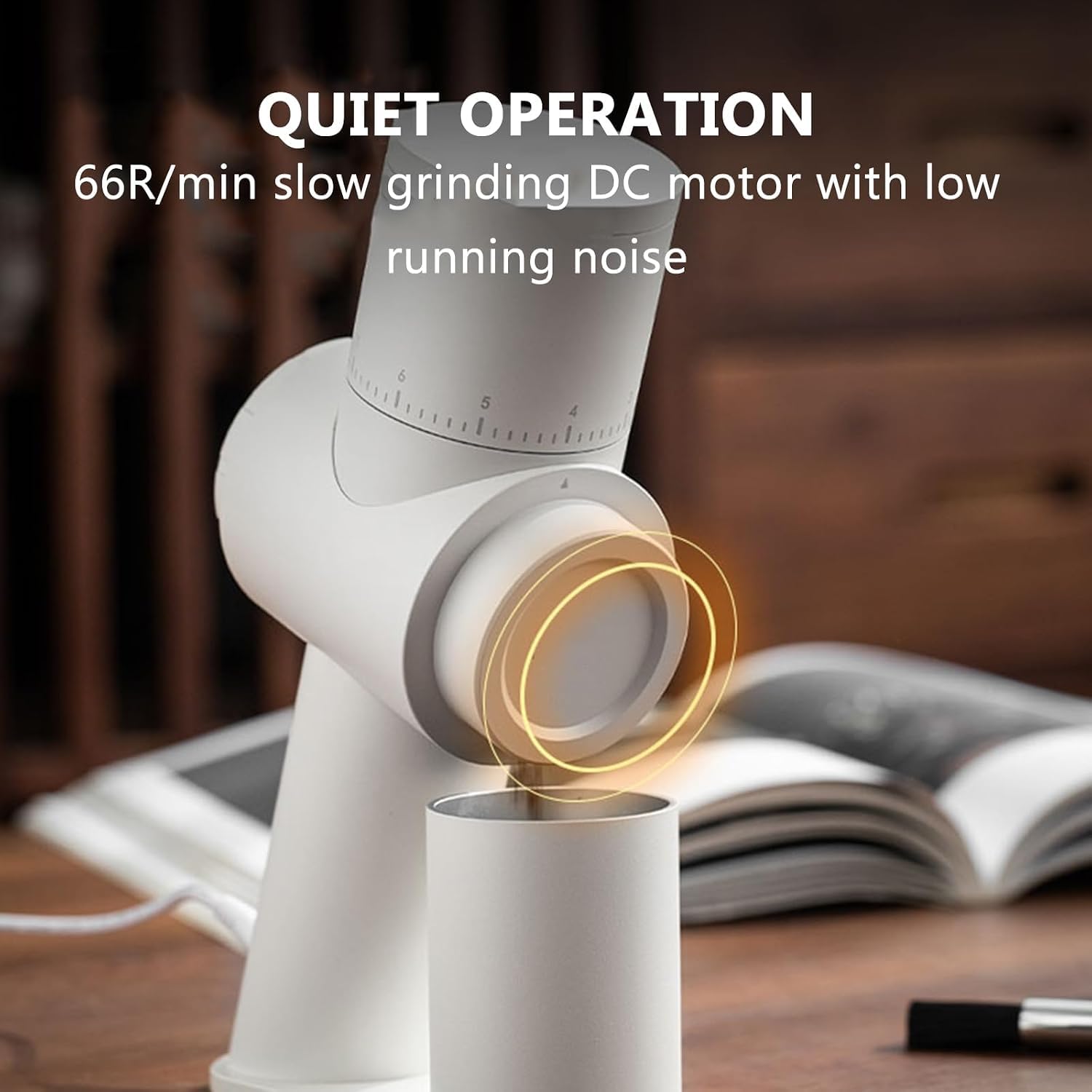 Moulin à café électrique expresso, café filtre, voyage, camping, bureau, capacité 25-30 g, 66 tr/min
