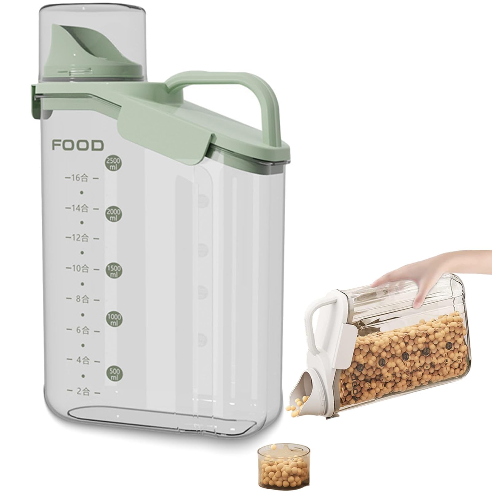 Juego De 2 Contenedores Herméticos Para Pienso De Perros/gatos - Con Vaso Medidor Y Asa