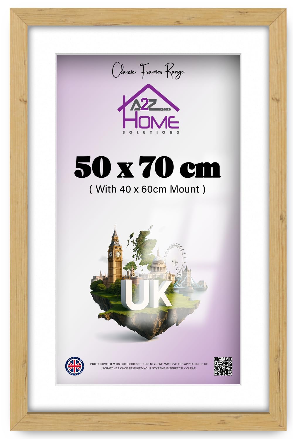 A2Z Home Solutions® Wall Poster Picture Frame With Mount to Hang Portrait or Landscape Art Gallery Pine Photo Frame With White Mount- 50x70cm Pic Size 24x16''