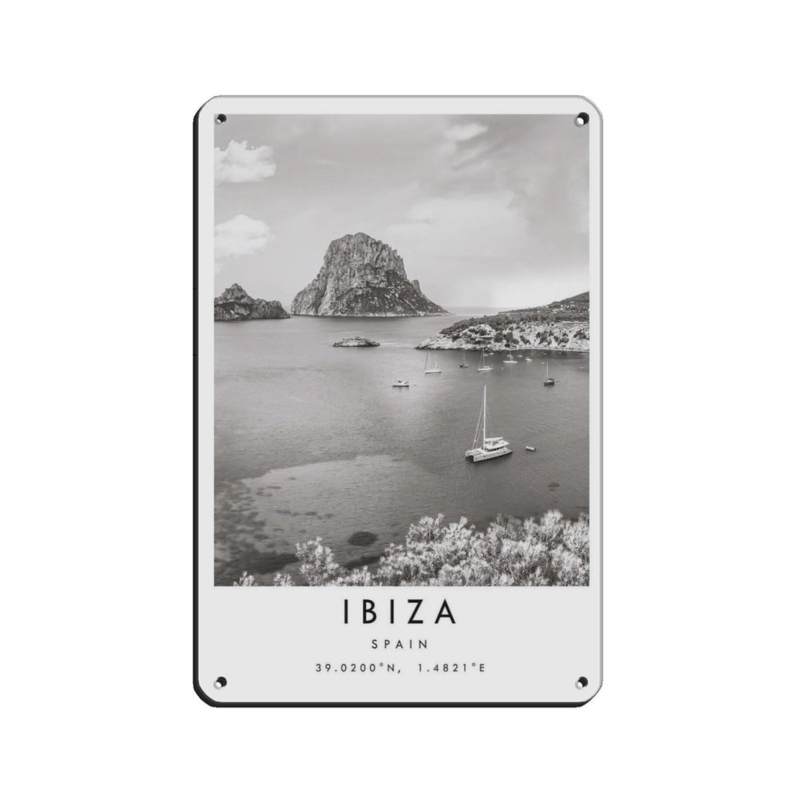 Ibiza Travel, Ibiza Poster Tin Sign Vintage Metal Pub Club Cafe Bar Home Wall Art Decoration Poster Retro 8x12inch(20x30cm)