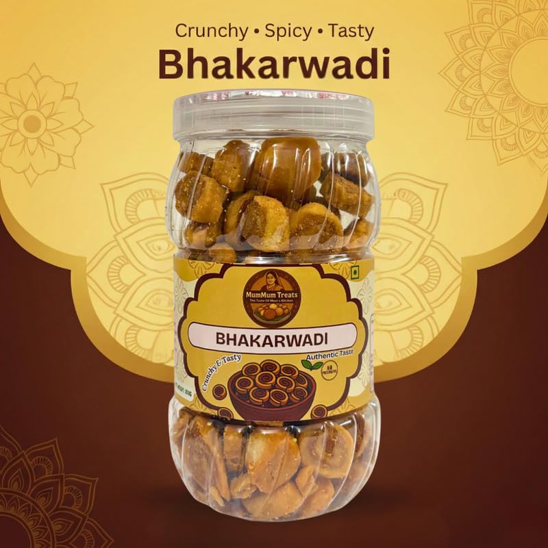 Image of MumMum Treats Baked Bhakarwadi 350g | Healthy Namkeen Snack with Authentic Gujarati Taste | Crispy & Wholesome Baked Snacks | Bhakarwadi for Anytime Munching | No Palm Oil, Preservatives or MSG | High-Fiber & Diet-Friendly