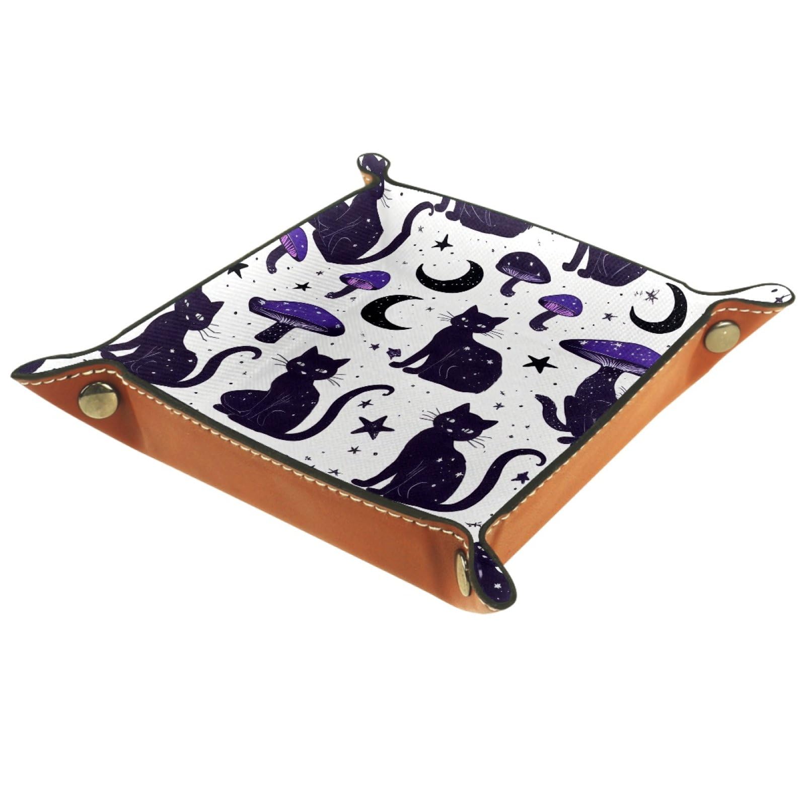 VAPOKF Cat Mushroom Portable Folding Dice Rolling Tray, Microfiber Leather Dice Holder for Dice Games Like RPG, DND and Other Table Games