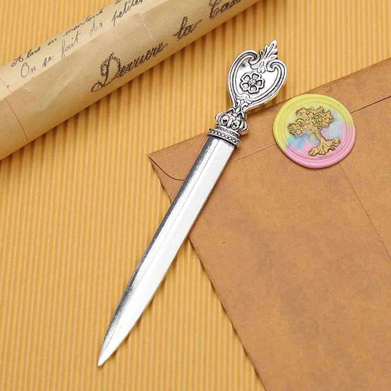 Miniatura 2 de Abrecartas, cuchillo de hierro fundido de estilo rústico antiguo de lujo con mango de agarre ergonómico para cortar sobres de papel abierto,