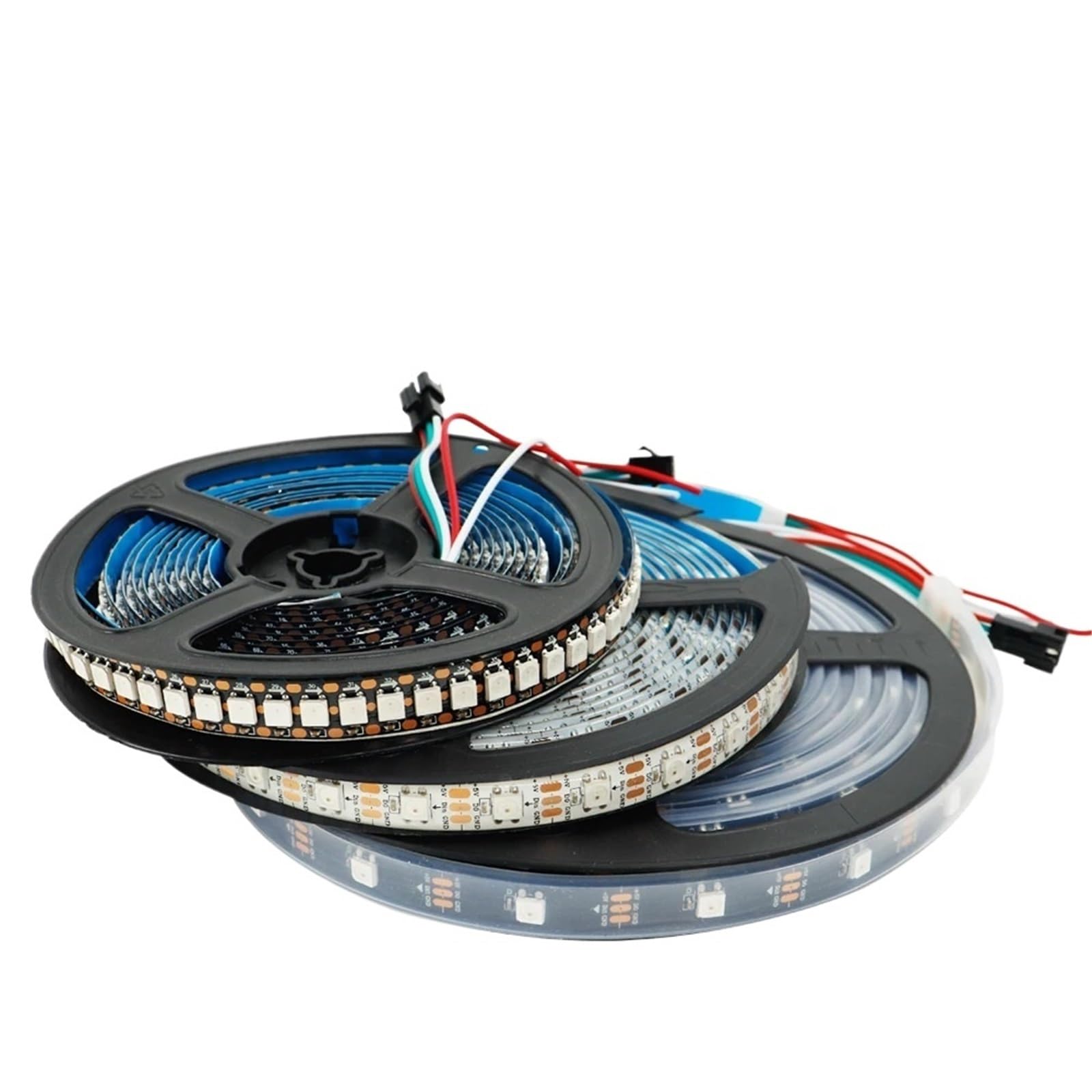 UMOBXKIFN 1pcs DC5V WS2812B 5050 RGBIC Led Strip 1-5M 30leds/m WS2812 Smart Pixels Individually Addressable Led Light(White PCB,4Meter IP65)