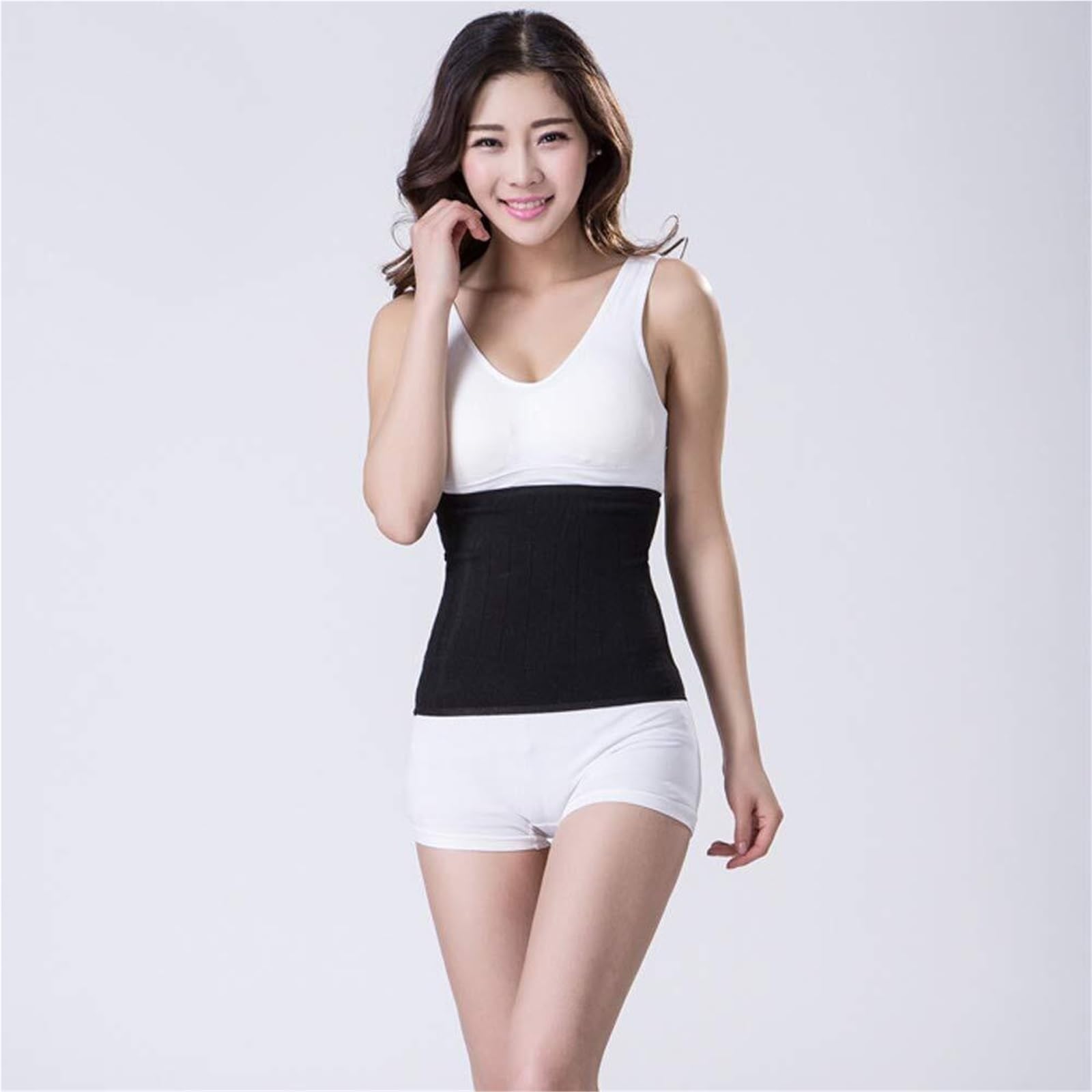 Faja Lumbar Cinturón cálido for Hombres y Mujeres, cinturón de compresión, Transpirable de Punto Cinturón Apoyo Lumbar(Black)