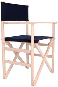 Aranaz - Sillón Director Plegable Sin Barniz Lona, Azul Marino