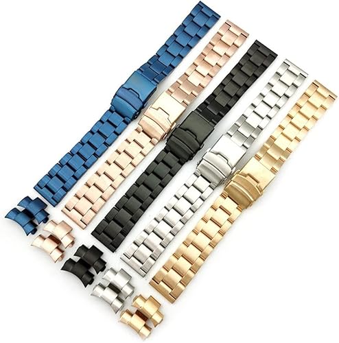 pulseiras de relógio com ponta curvada de metal sólido pulseira de relógio cinto de aço inoxidável f