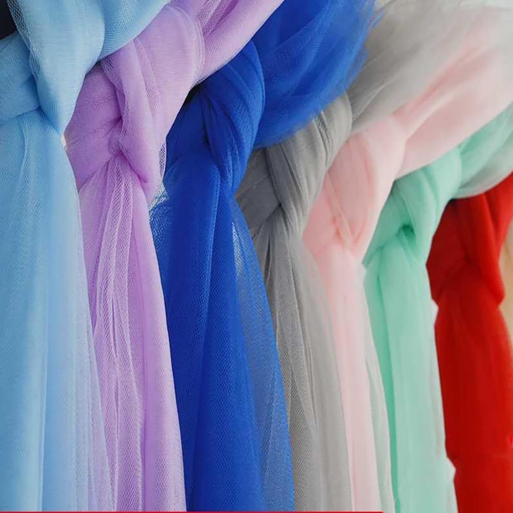 Tüllstoff Tüll Meterware 180M×160cm Durchsichtig Zart Tüllband Dekostoff Tüll Stoffe Netzstoff Hochzeit Vorhang Hochzeitsbogen Freihanddeko Zeremonie Party Deko Kleid Crafts GeschenkReines Weiß