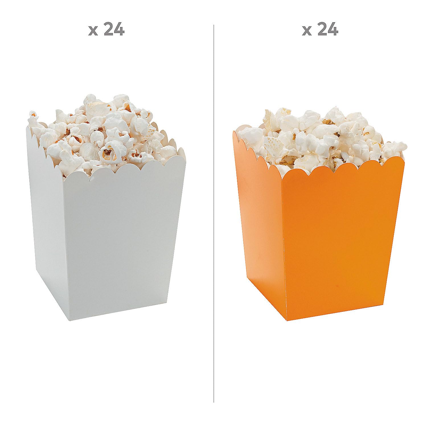 Mini Orange & White Popcorn Box Assortment Kit 48 Pieces