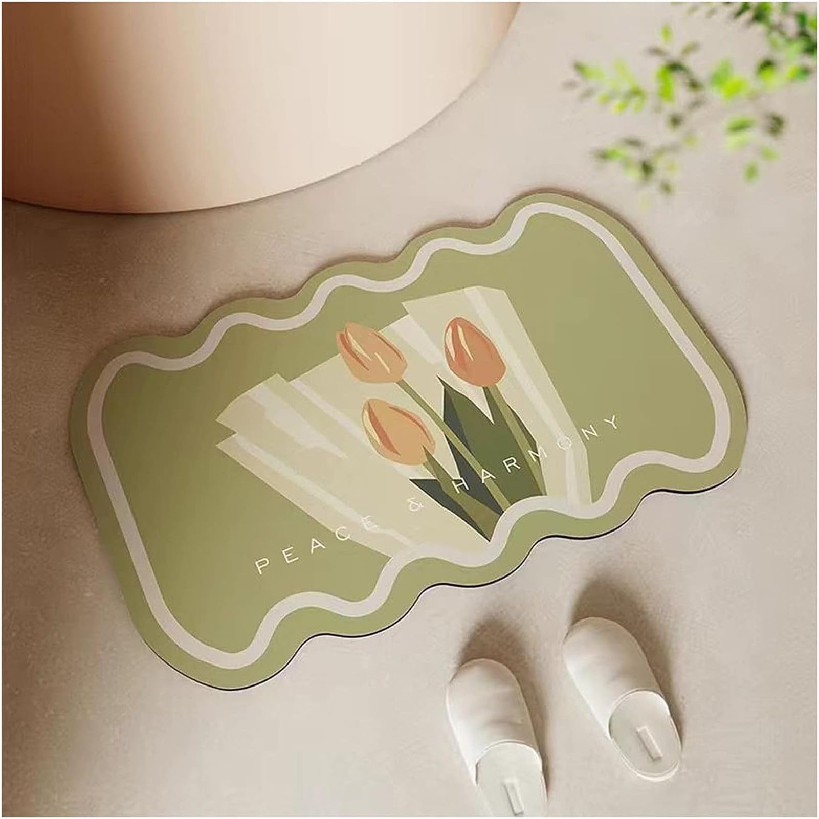 Tappeto Bagno Assorbente, Tappeto da Bagno Antiscivolo, Tappeto Doccia Assorbente Lavabile in Cotone, Tappeti Bagno Moderni di qualità (Verde,60 x 90 cm)