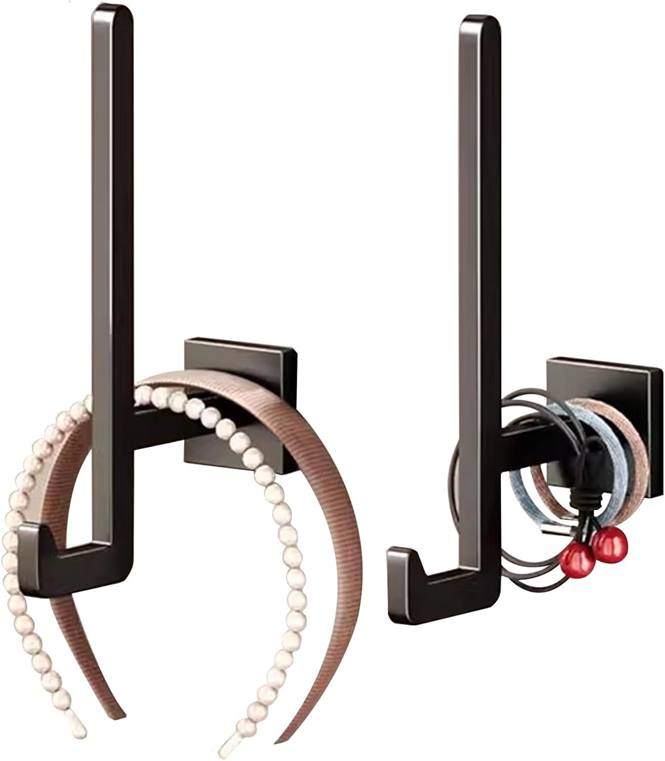 Hair Accessories Organizer Holder, 2 Pcs Aluminum Headband Holder Organizer, Scrunchie Organizer for Headbands Watches Bracelets Jewelry Bath Balls Necklaces(Dark Gray)