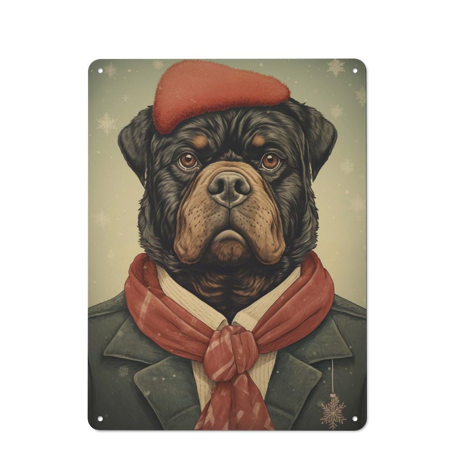 Junmoney Rottweiler Portrait Art Vintage Metal Sign With Design 40X30cm, Vintage Restaurant Wall Art For Coffee Bar, Small Shop Or Dining Room