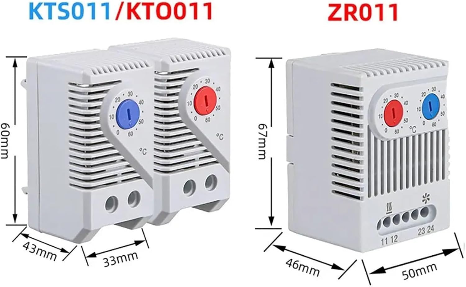 Compact ZR011 DIN Rail Normal Open Close Cabinet Bimetallic Switch Thermoregulator Thermostat Temperature Controller(-KTS011 Cooling)