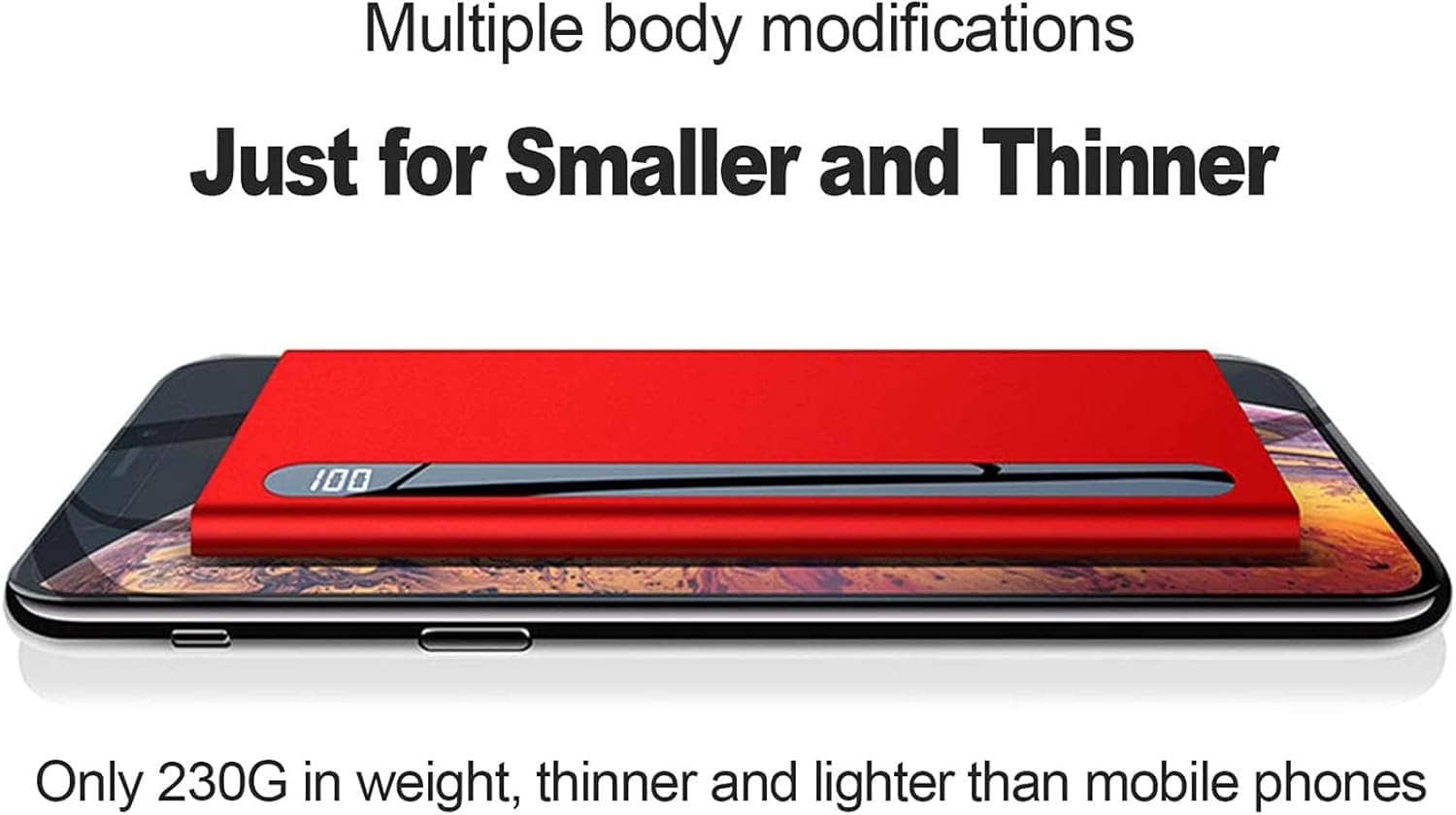 Power Bank 100000mah Batteria Esterna Ultra Alta capacità USB C Powerbank Caricabatterie Portatile Batteria 2.1a Doppia Uscita USB Display Digitale LED Caricabatterie per Cellulari PE, Red