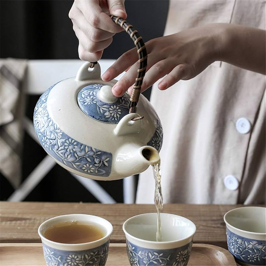 Amazon.com: ECBCUEG Tea Set Style Retro Glaze Teapot and Tea