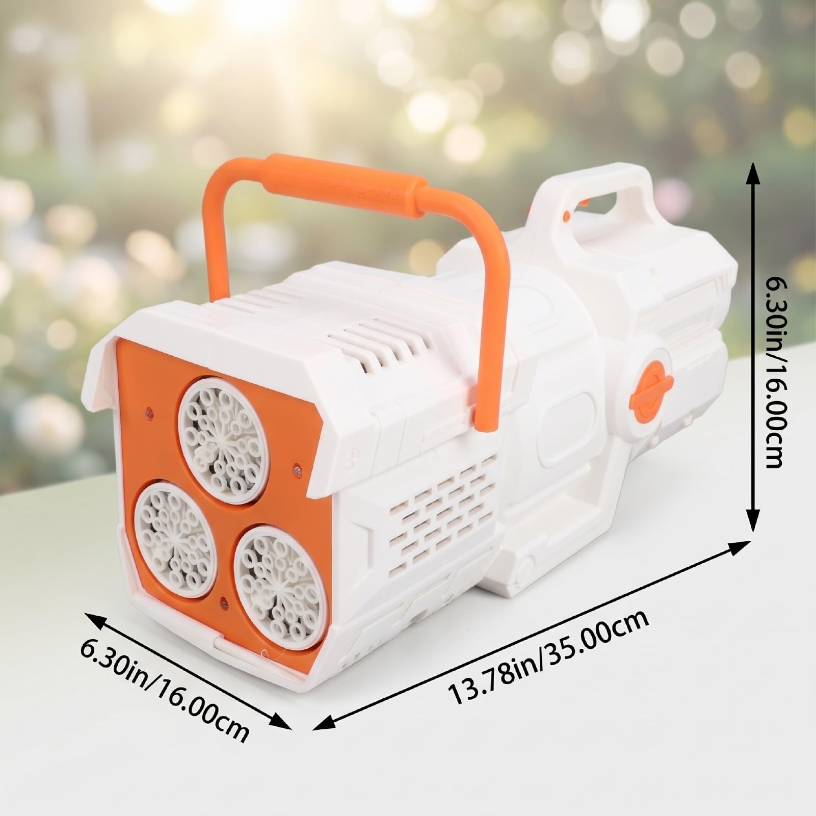 Tragbarer Seifenblasenmacher für |60-Loch-Automatik-Blasengebläse mit Wiederaufladbarem Akku, Outdoor-Gartenparty-Spielzeug