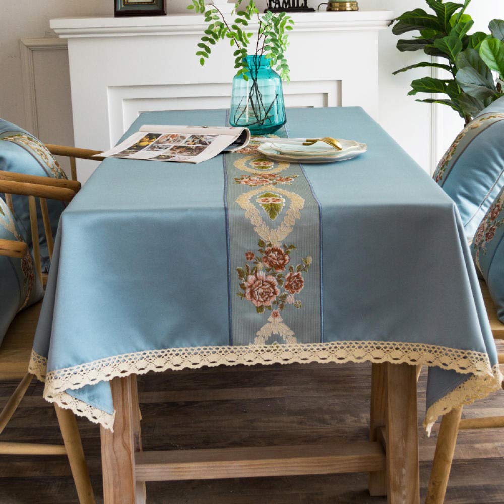 Schutz Tischdecke Folie Lebensmittelecht Soft Cotton Linen Abwaschbare Tischdecke nach Wunschmaß Blue 100 × 100cm