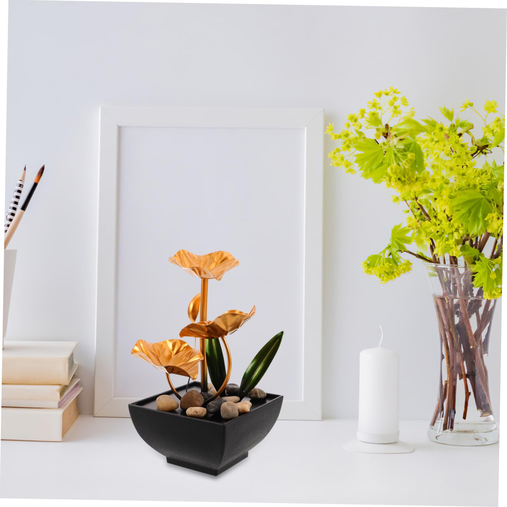 Fuente de Agua de Mesa Zen con Sonido Relajante Pequeña Fuente de Cascada de para Decoración Interior para Escritorio Hogar Oficina y Dormitorio