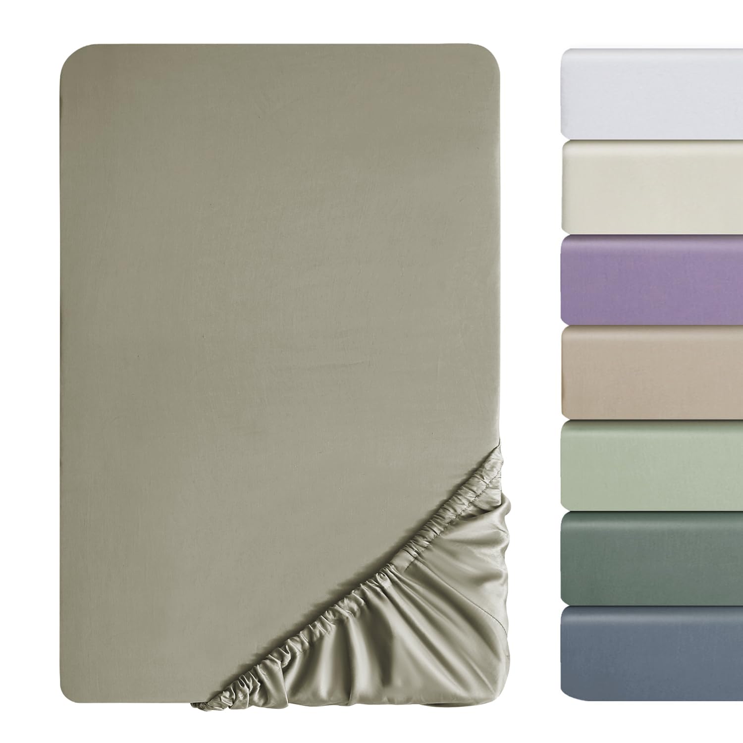 SOULFUL Satin Spannbettlaken, 100% Langstapelige Baumwolle Spannbettlaken