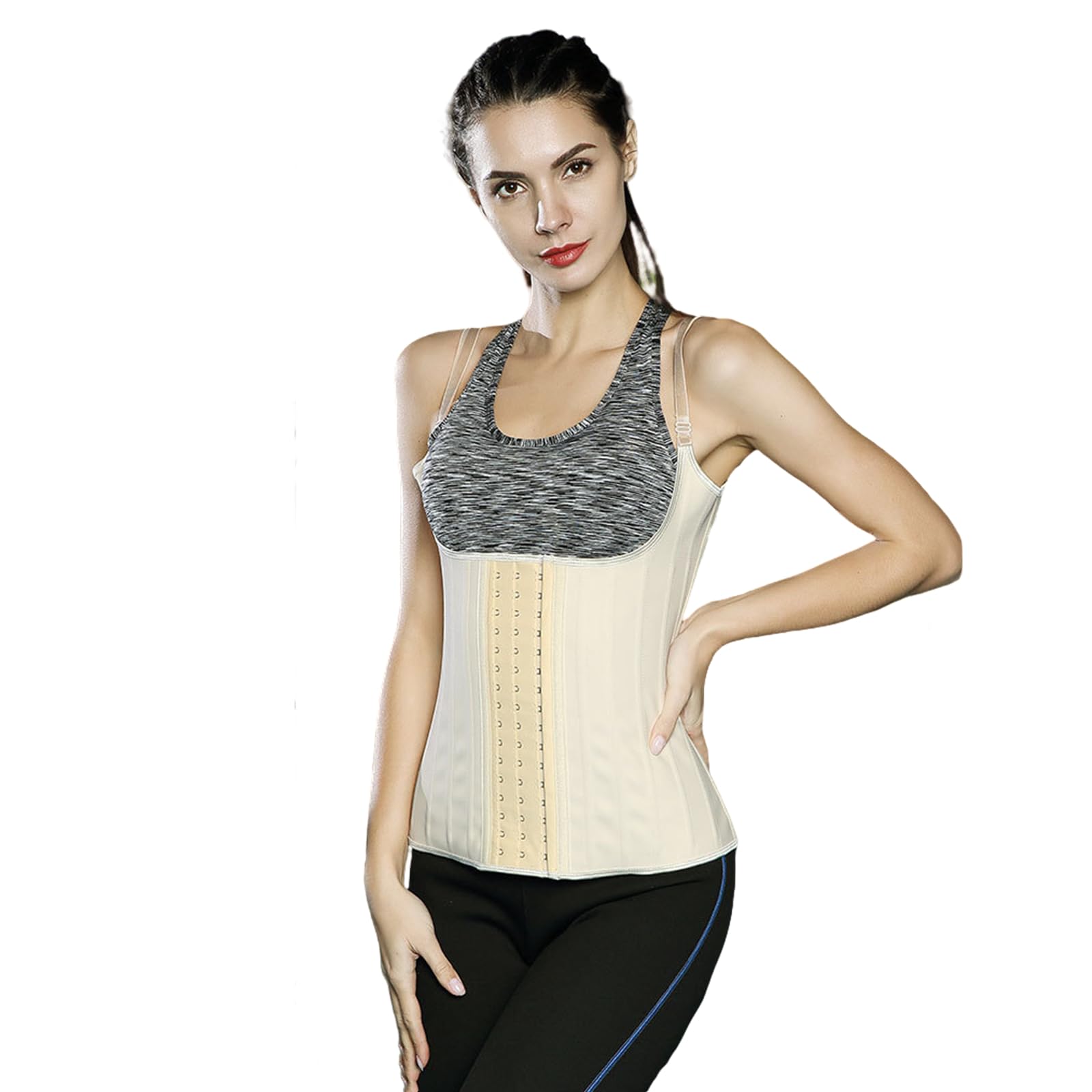 Corsetto Donna Top Modellanti Sportivi in ​​Lattice, Corsetto di Controllo della Pancia Stretto, Corsetto Sportivo Contenitivo-Cachi-m