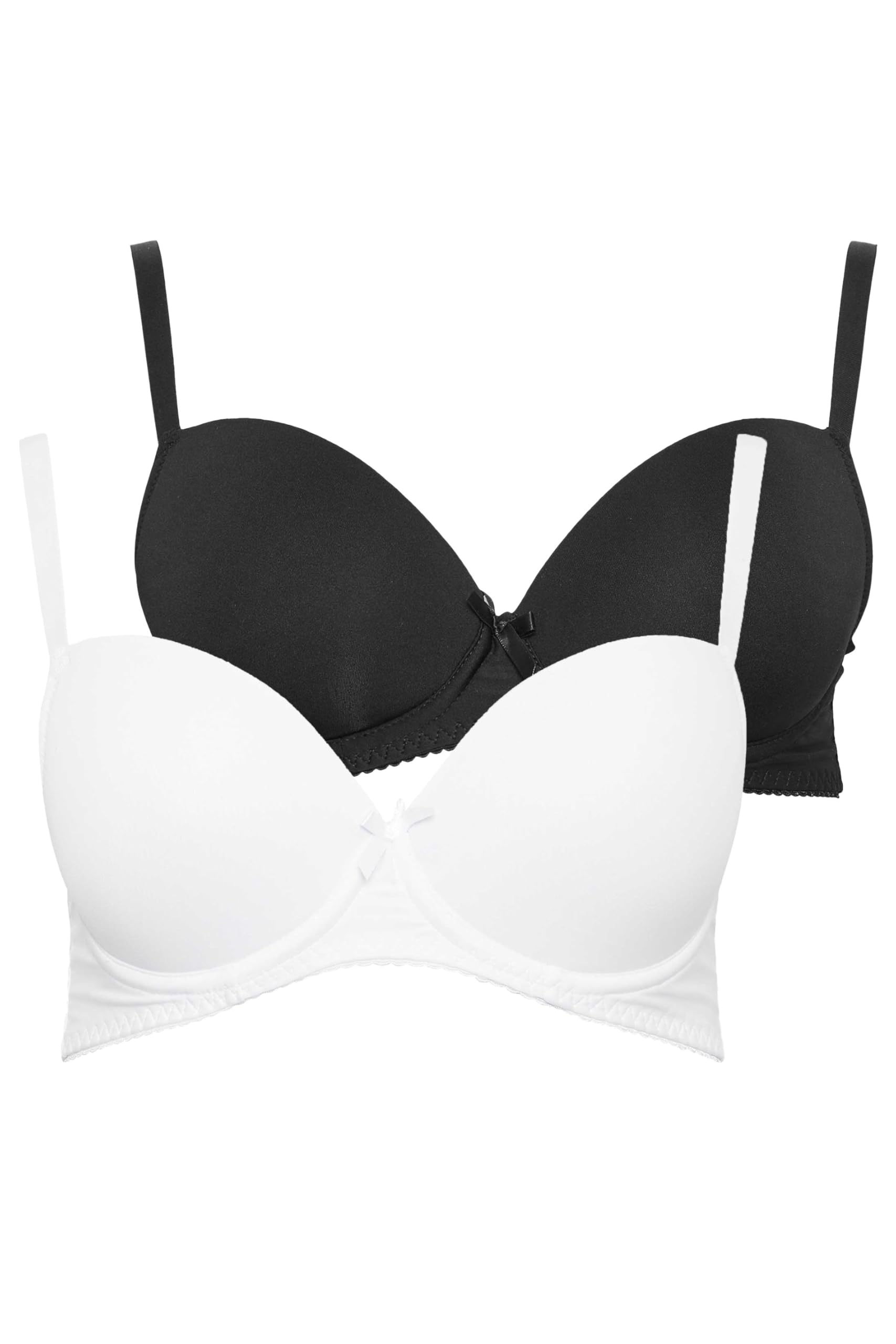 M&Co Women's Black 2 Pack Moulded T-Shirt Bra In | Size: 34D