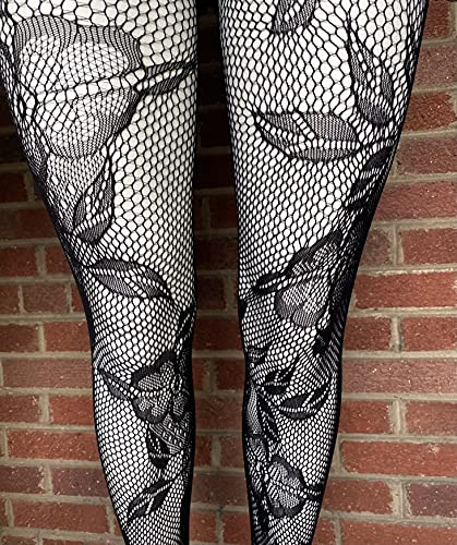 Women's Lace & Roses Fishnet Pantyhose 168YD101Q Florals in Bloom - Queen2