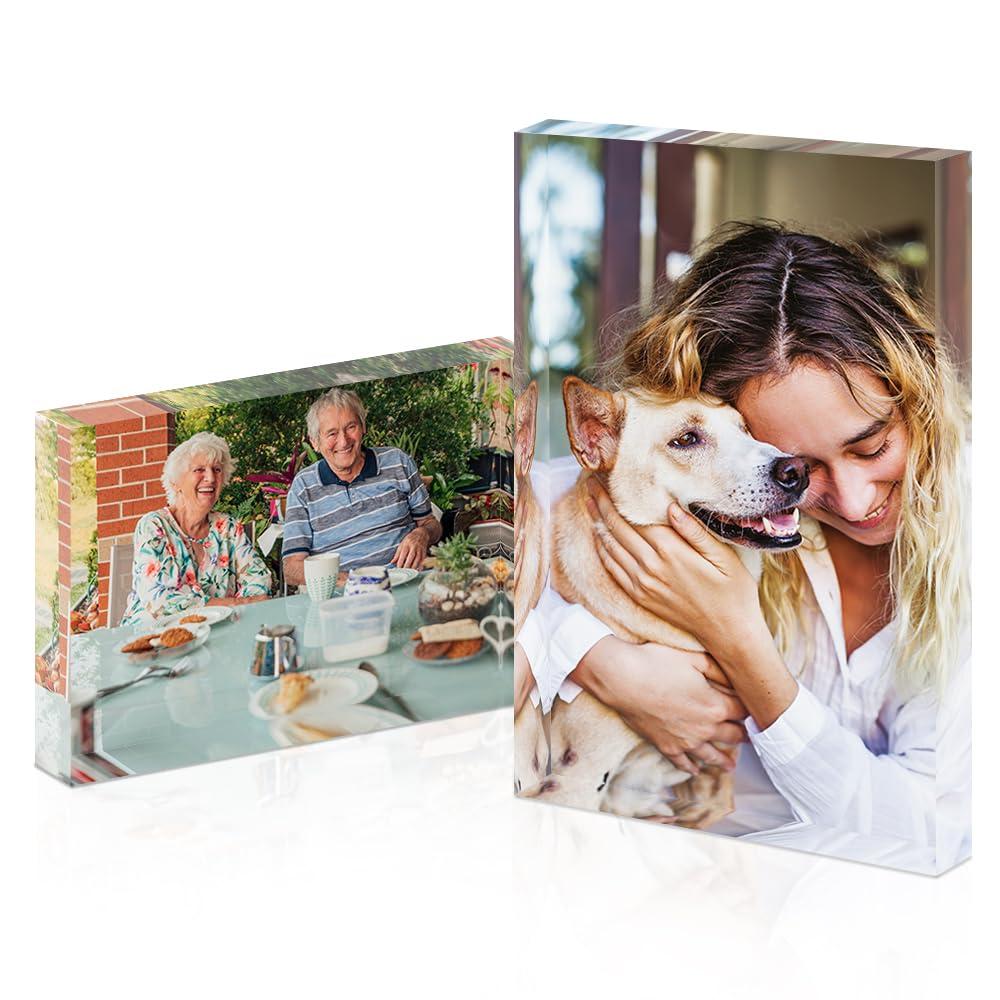 Personalised Photo Gifts Acrylic Block Plaque Personalised Photo Christmas Gifts for Man Women Him Family Gifts Acrylic Photo Block Frame with Any Picture