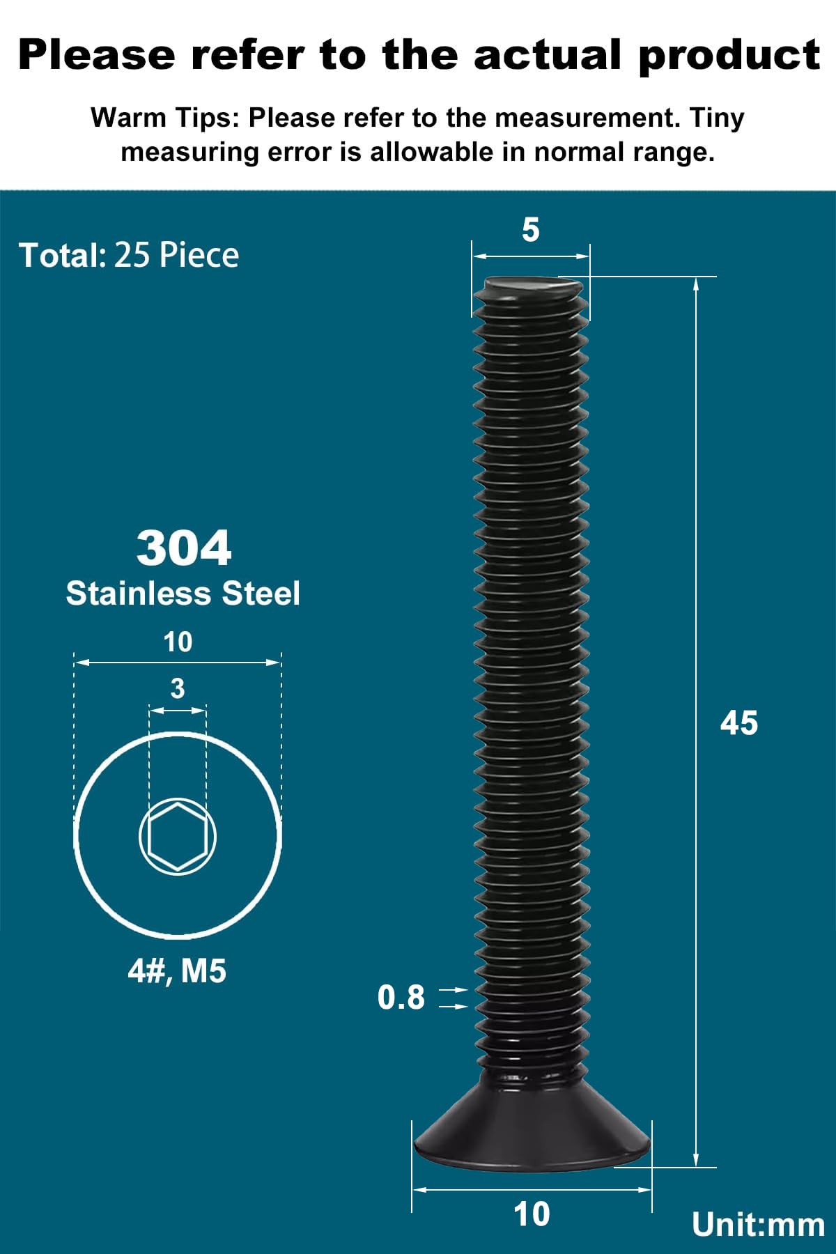 Drenky M5 Hex Socket Countersunk Bolts - Image 2