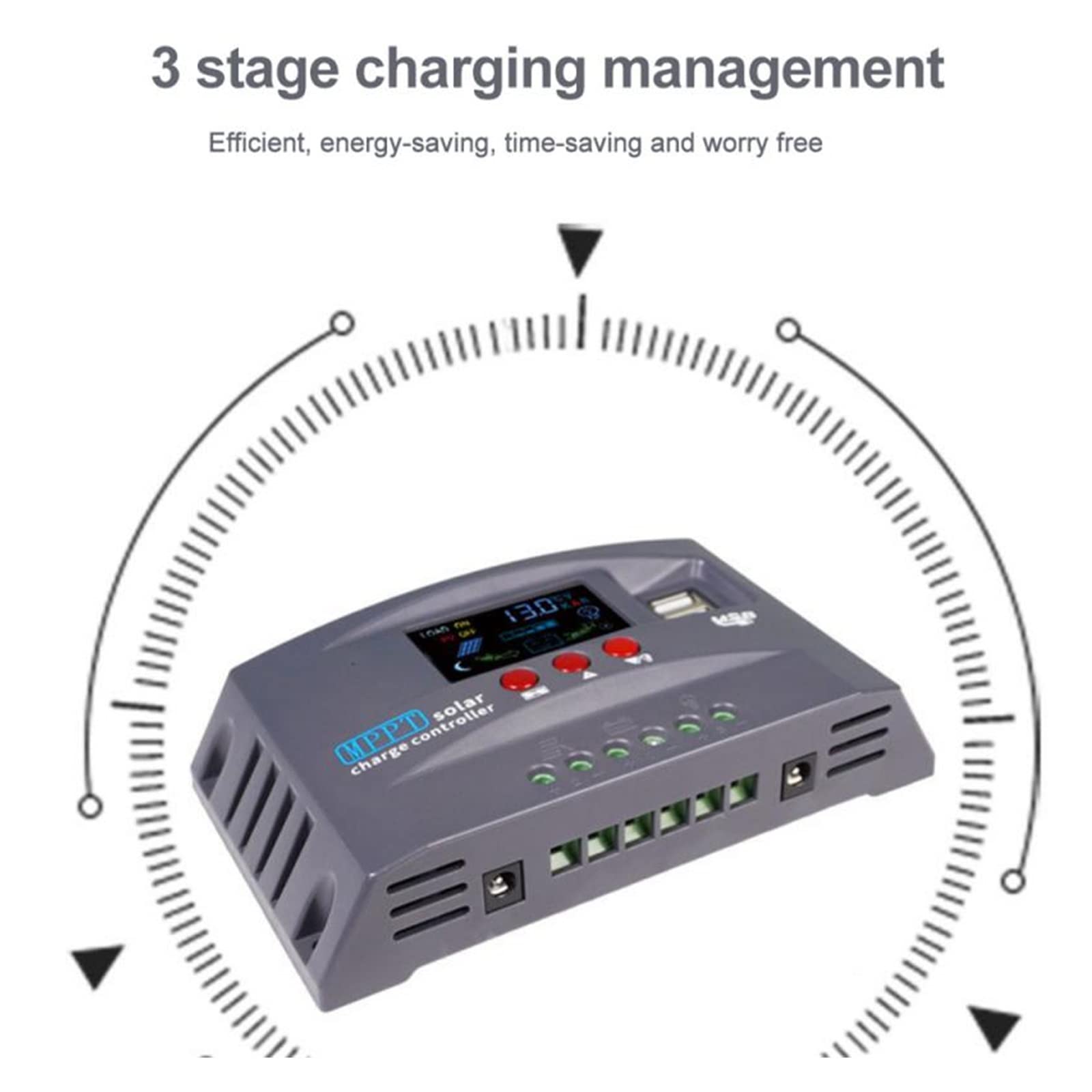 Regulator ładowania słonecznego MPPT 10A, 20A, 30A, 12V, 24V, z wyświetlaczem LCD, podwójne ładowanie USB, sprzęt elektryczny(30A)