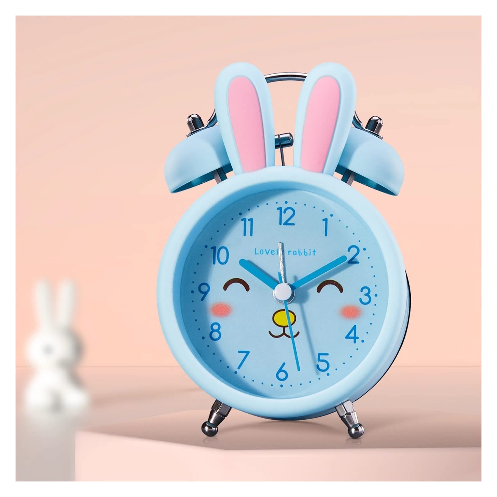 CFY652 Travel Clock Loud Alarm Clock for Kids, 3.5 Inch Silent Non-Ticking with Backlight, Twin Bell Analog Clocks for Bedrooms Bedside Decoration(Blue)