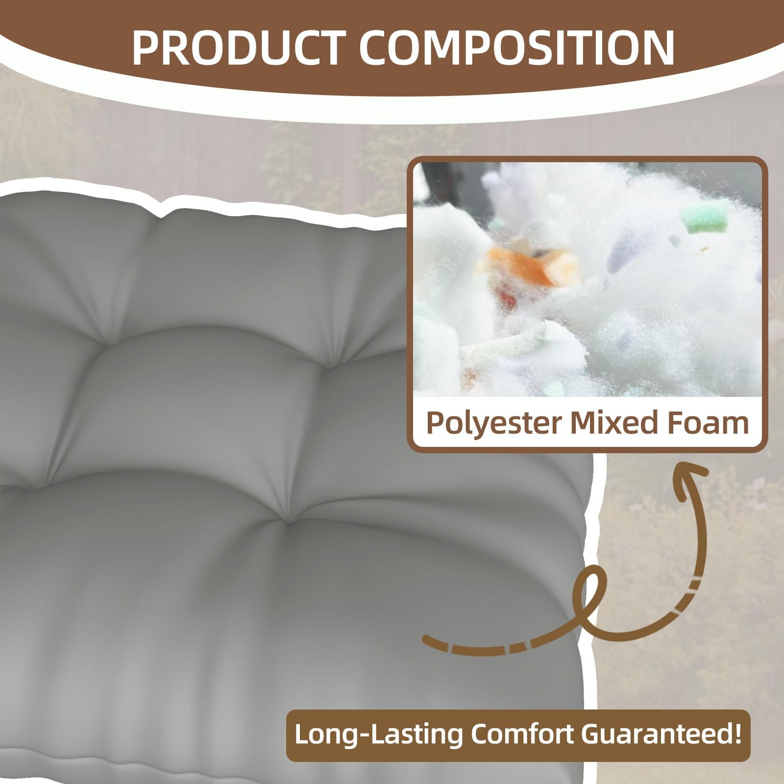 Cojín Impermeable para Mecedora de Exterior con Cintas de Sujeción