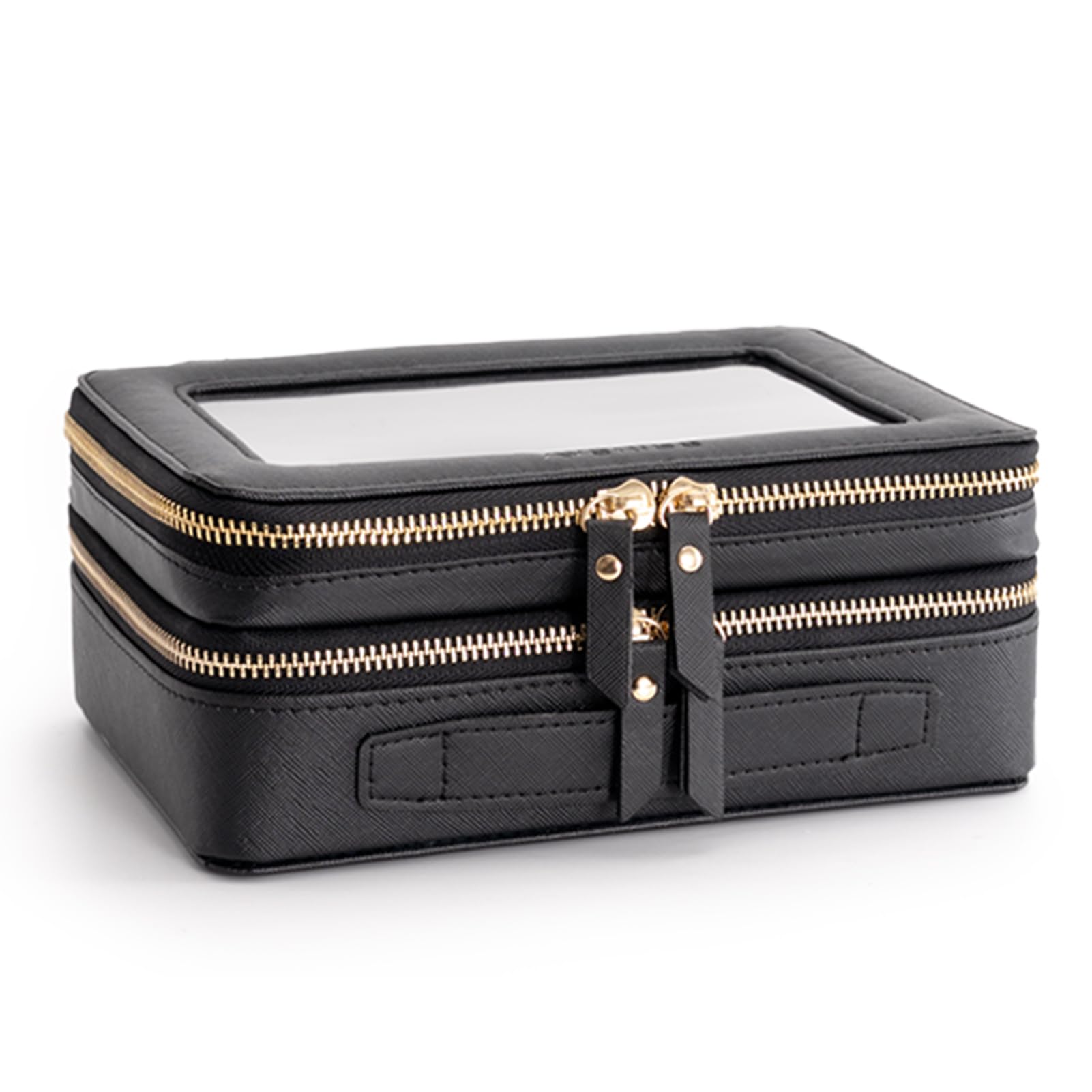 Bolsas de maquillaje transparentes grandes, bolsas de cosméticos de doble capa con un compartimento separado para cepillos, bolsa de aseo de viaje, estuche de cosméticos para mujer, organizador de