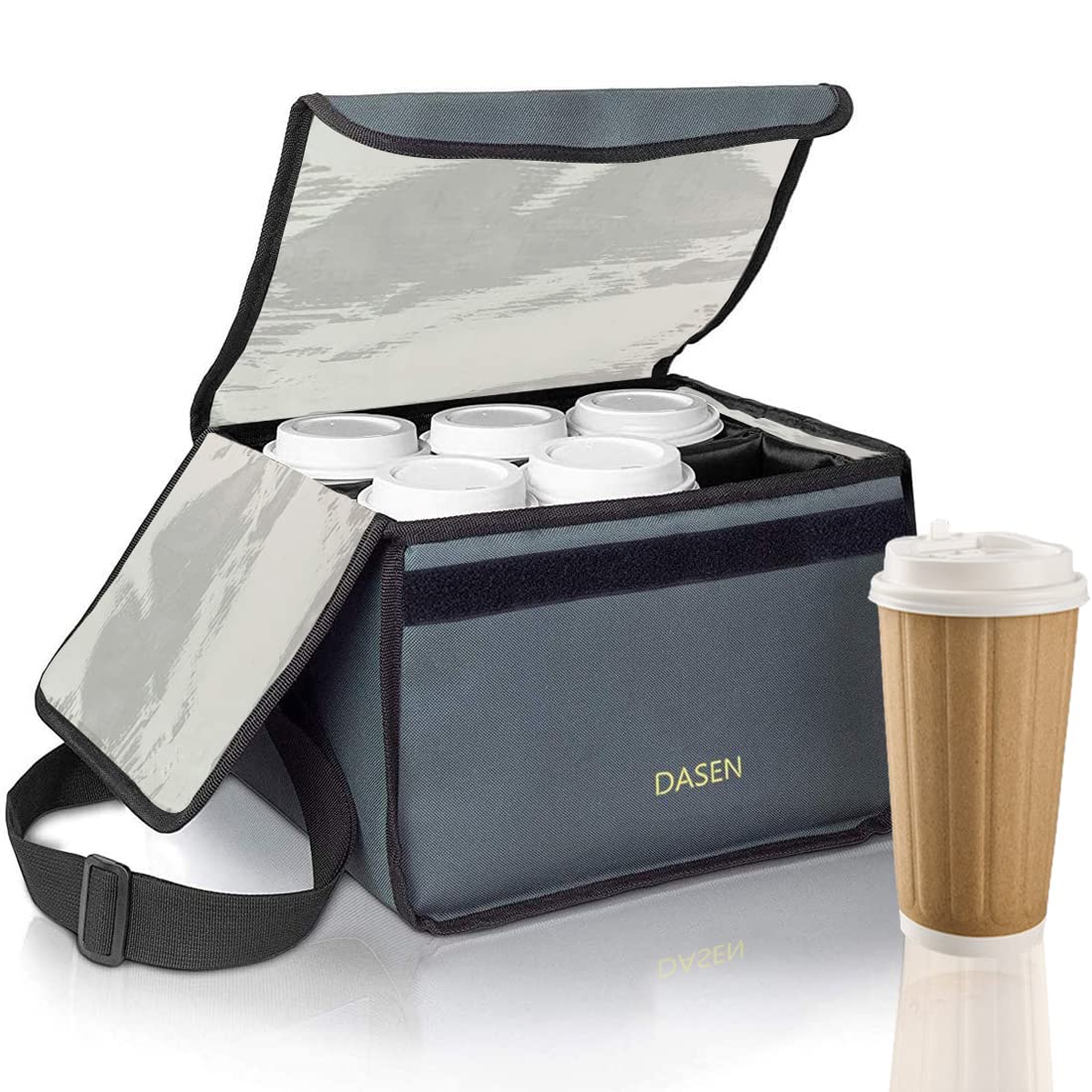 Buy 6 Cups Drink Carrier for Delivery with Dividers, Food Delivery Bag Insulated Reusable Drink