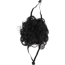 Topiky Dog Cosplay Wig, Elastic Washable Big Wavy Curls Nylon Fiber Funny Pet Wig for Cats Black Afro