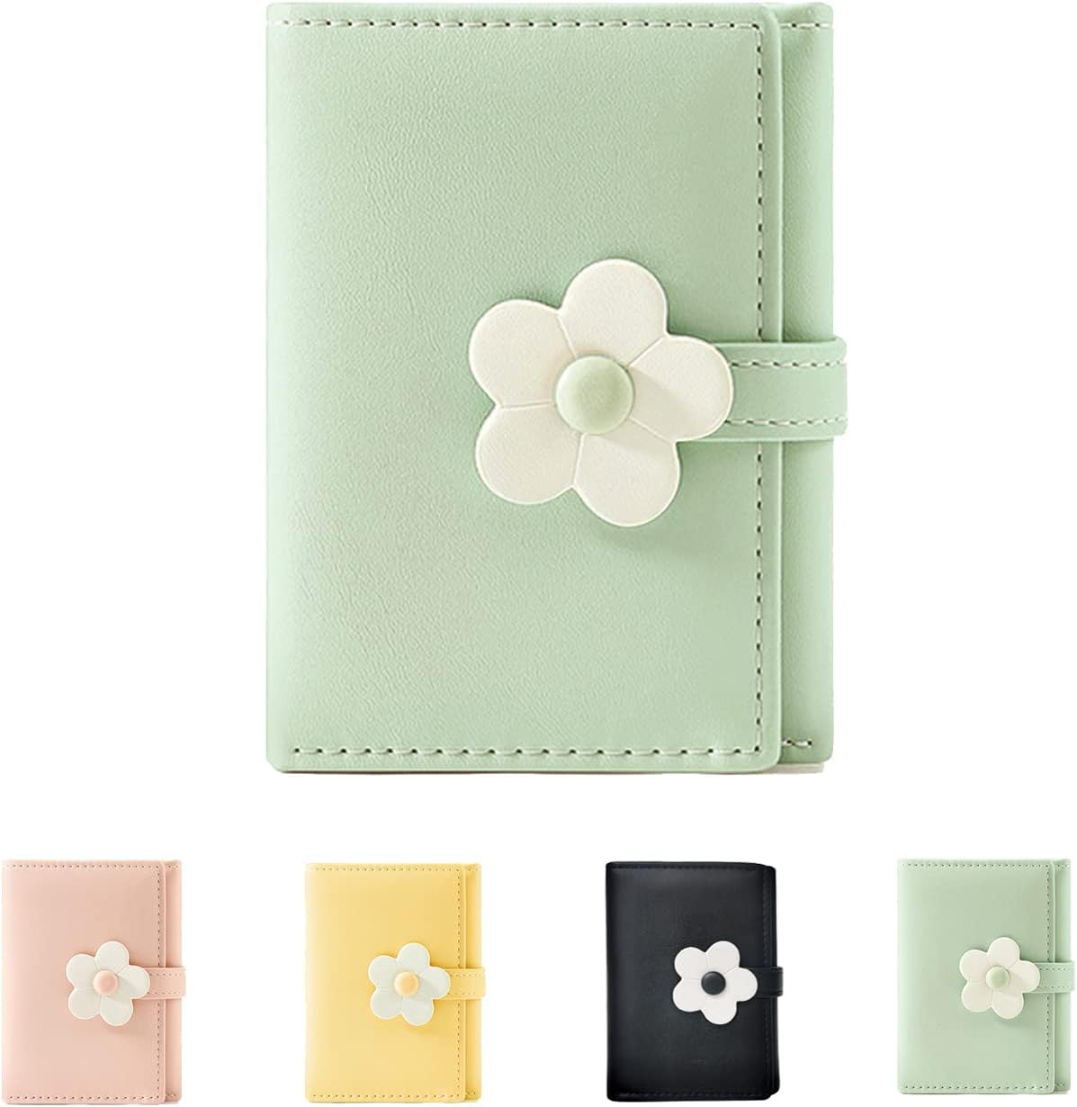 Girls Women Wallet Tri-folded flowers Wallet Cash Pocket Card Holder Coin Purse with ID Window elegant youthful and cute, 2-green, Fashion