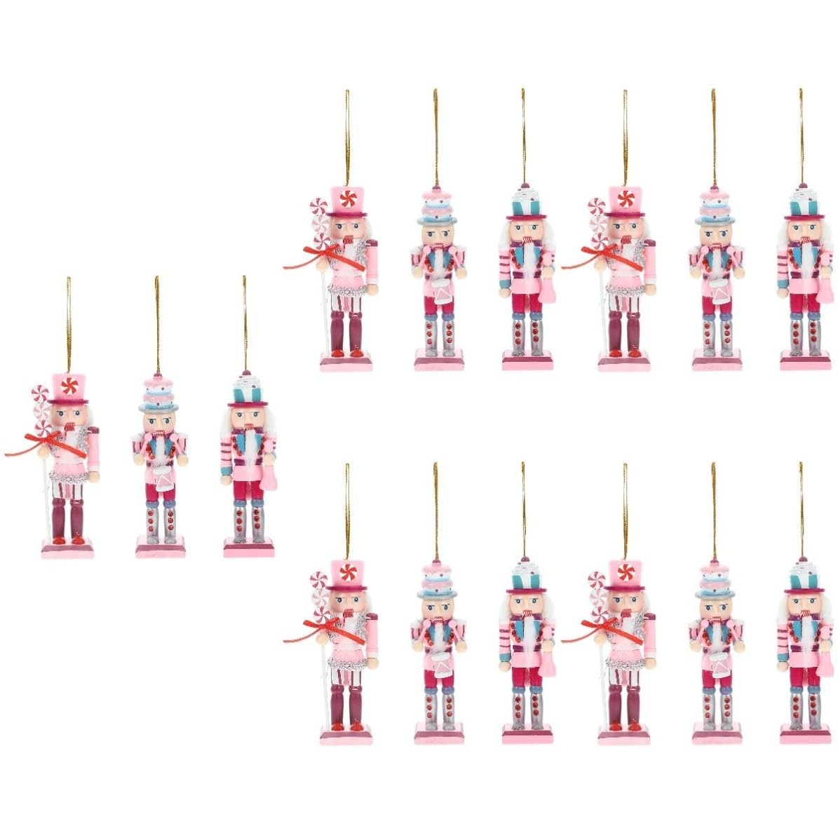15 Piezas Figura de Cascanueces de Madera, Adorno Navideño para