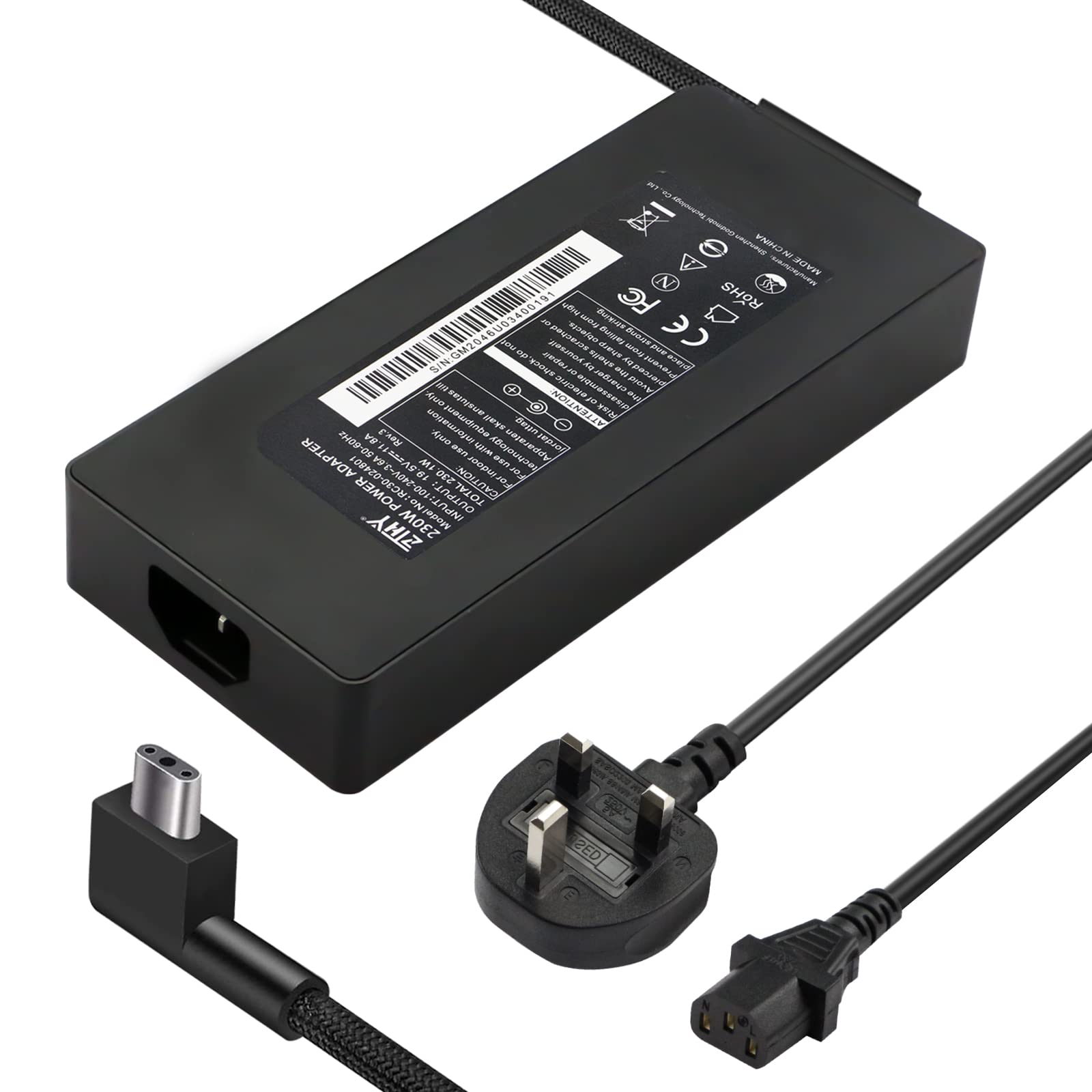 ZTHY230W Laptop Charger 3-Prong AC Adapter Compatible with Razer Blade Pro 17 Razer Blade 15 Base Advanced 2018 2019 2020 2021 GTX1060 GTX1070 RTX2070 RTX2080 RZ09-02386 RC30-0248 Power Supply