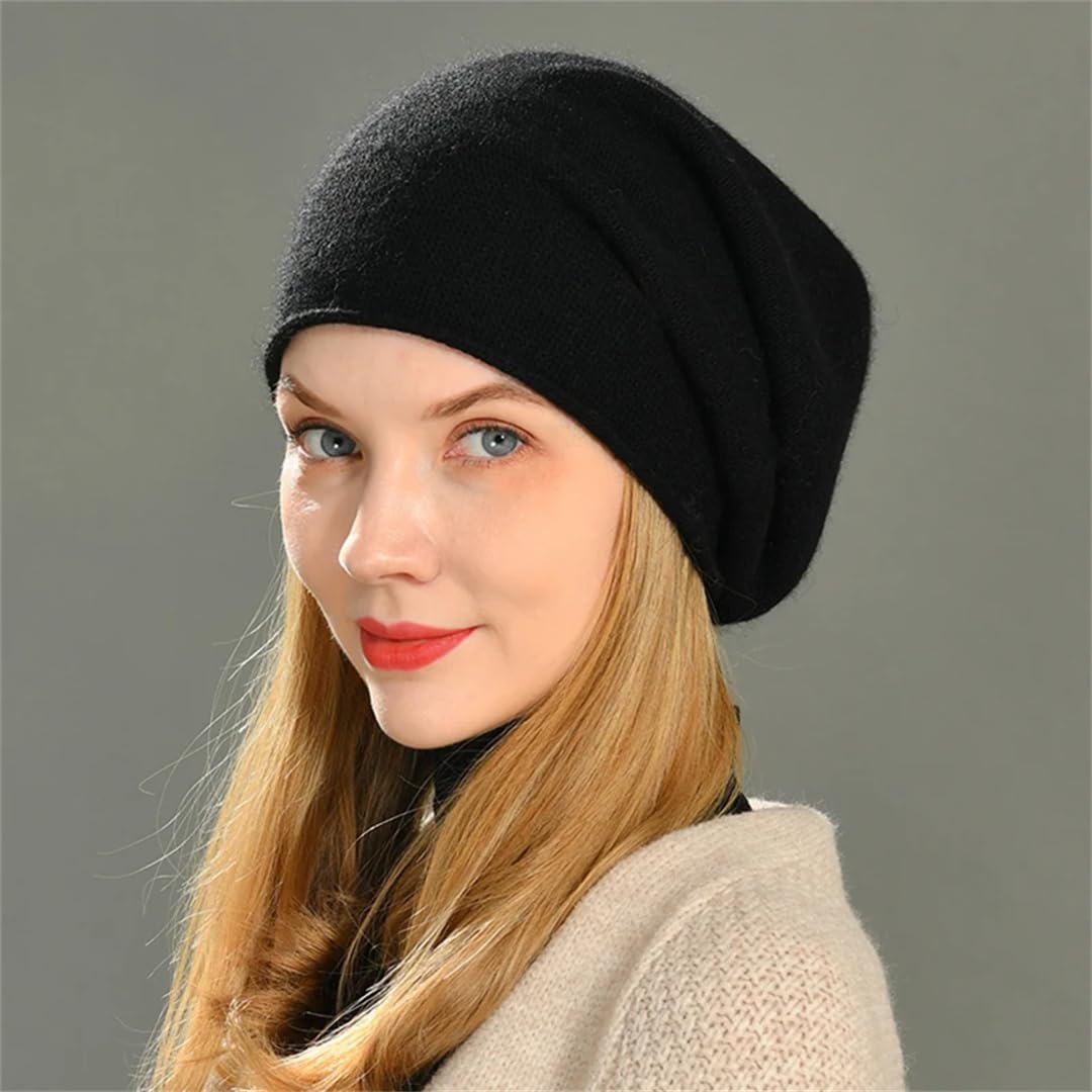 Gorros Holgados Para Mujer, Gorros De Lana De Cachemira Pura, Gorro De Punto Para Niña, Gorro Cálido De Invierno Para Exteriores