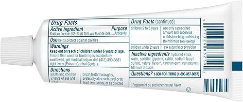 Miniatura 2 de Tom's of Maine Pasta dental anticaries de menta fresca de tamaño viaje, 3 onzas, paquete de 6 (el embalaje puede variar)