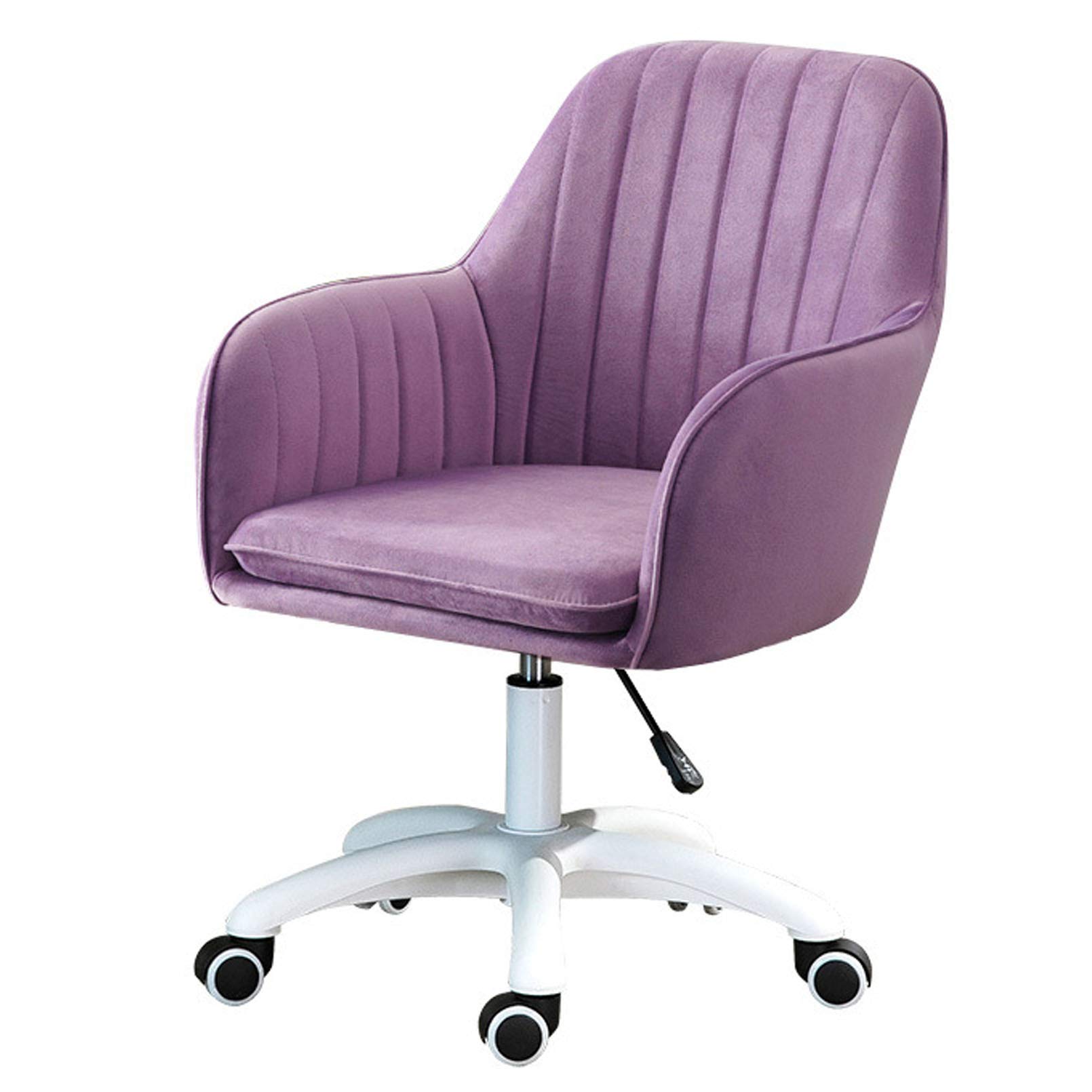 Home Office Chair Mid-Back Swivel Upholstered Stripe Adjustable with Metal Base Velvet Desk Task Chair with Arms Ideal for Small Place Apartment Unique Chic Design