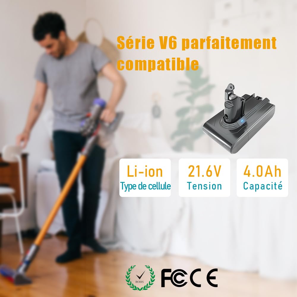 Batterie pour Dyson aspirateurs V6 DC62 DC58 DC59 DC61 DC74 SV03 SV05 SV06 SV07 SV09 SV04 SV08, STANEW Batterie de Remplacement pour Dyson avec 2 Filtres Li-ION 21.6v 4000mAh