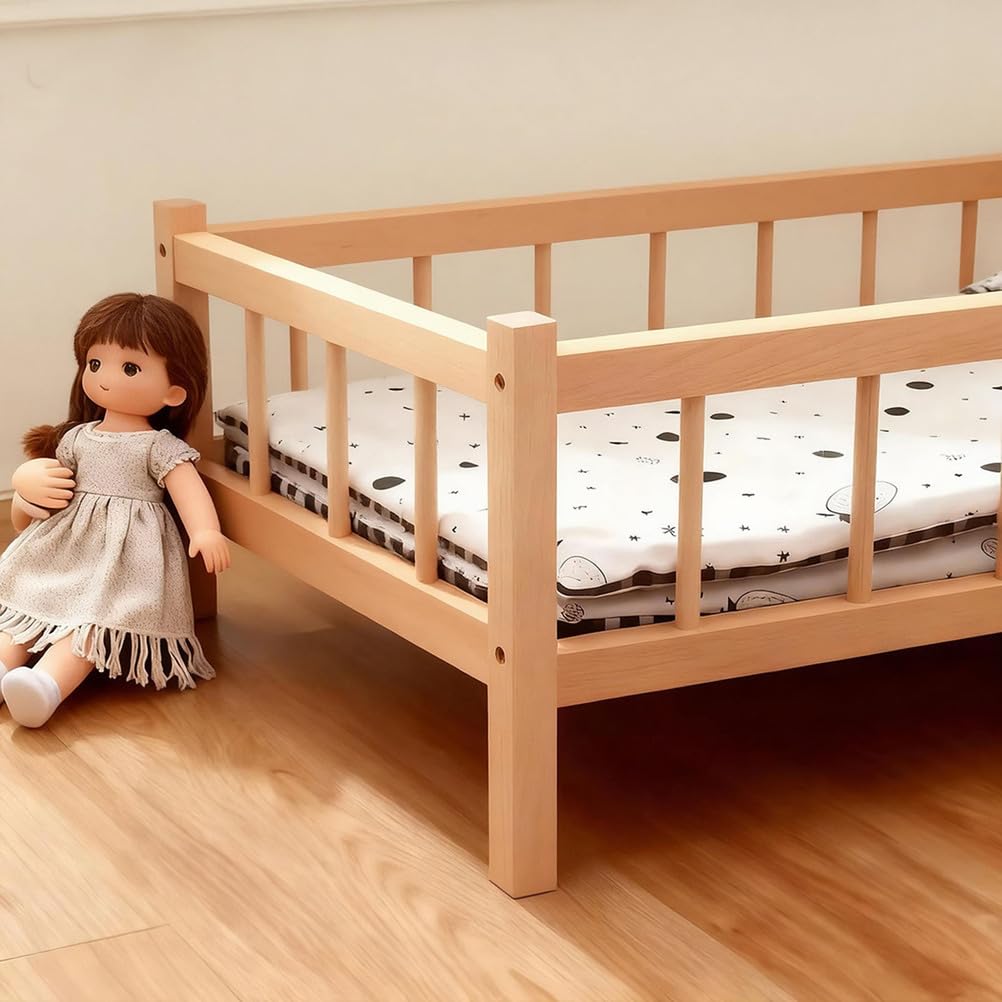 Letto per Bambole in Legno Giocattolo di Finzione, Giocattolo di Gioco di Ruolo Genitoriale