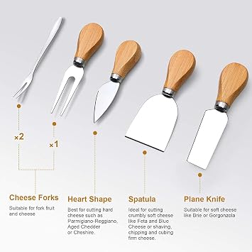 Bamboo Charcuterie Board Set with 4 Cheese Knives, Serving Platter