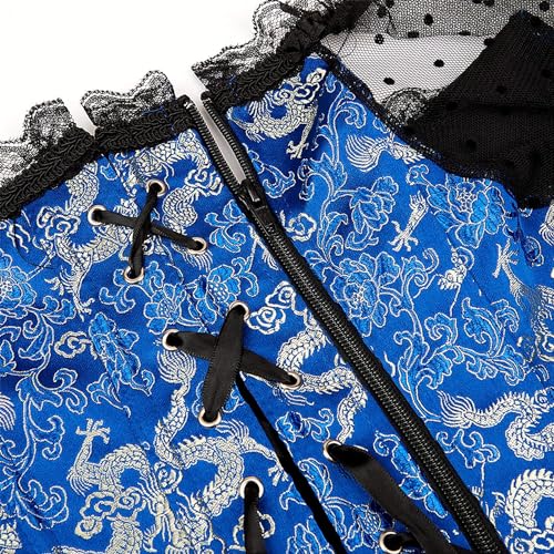 Image of Women's Lace up Gothic Jacquard Shoulder Straps Tank Overbust Shaper Corset Bustiers Top