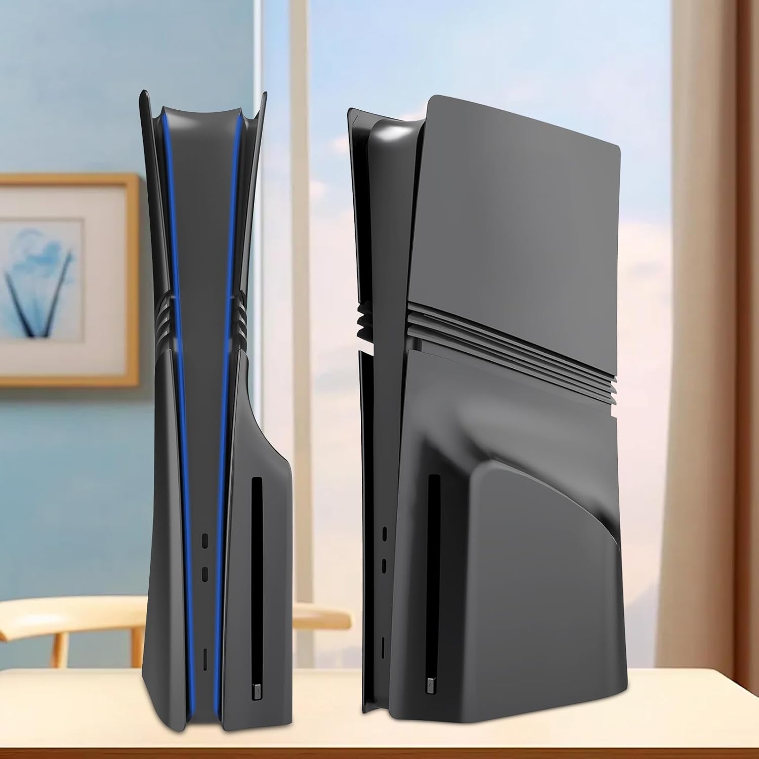 Cover Plates for PS5 Pro Disc Edition, Matte Side Shell FacePlates Accessories Compatible with PlayStation 5 Pro Console ABS Replacement Panels Case (Black) - Image 7