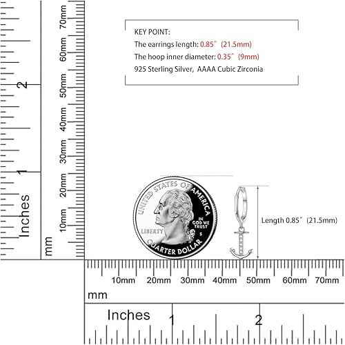 Miniatura 6 de Delicados aretes de aro colgantes para mujer, pequeños juegos de aretes de aro con mariposa, abeja, dije de llave en plata de ley 925 o chapado