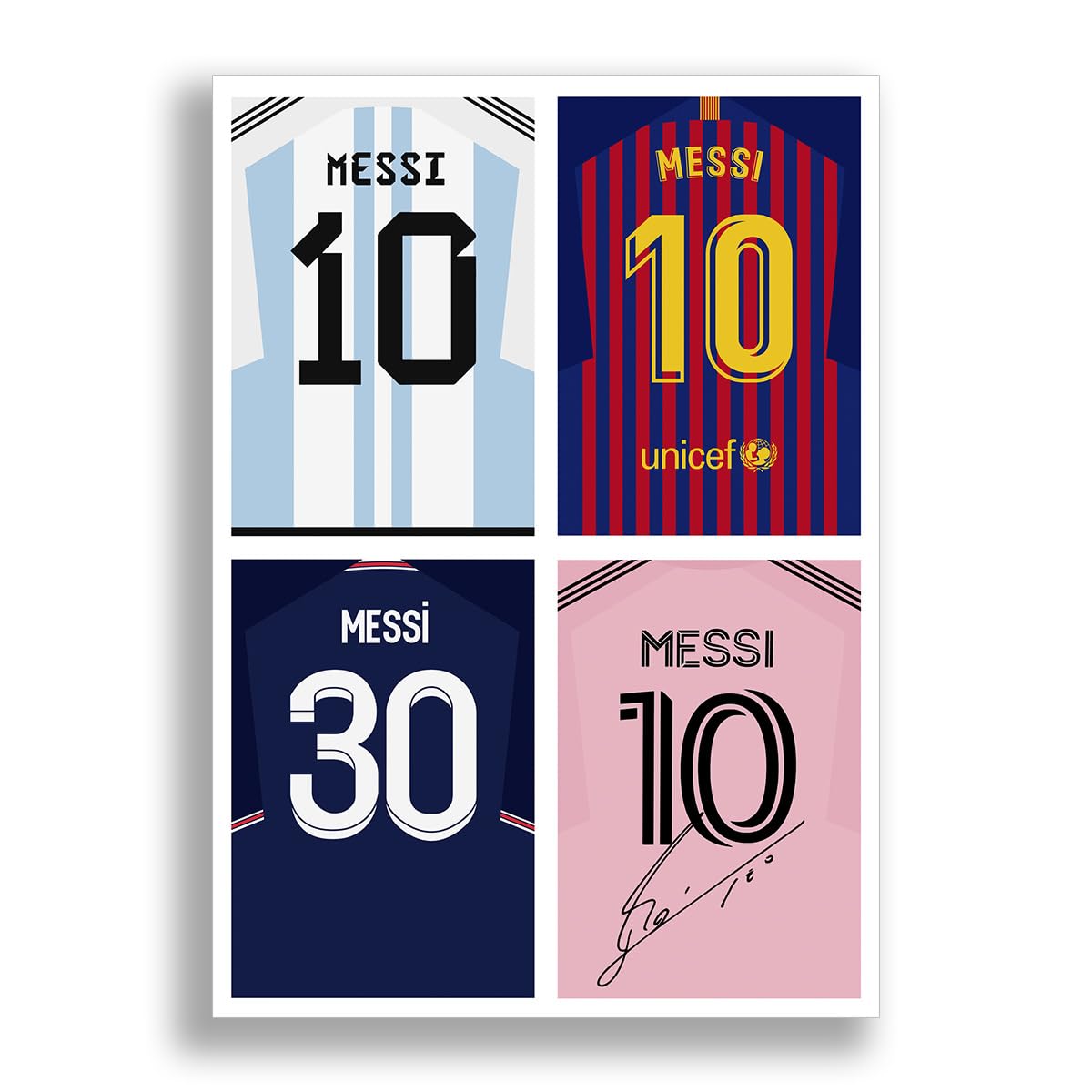 Lionel Messi Signed Photo Poster Print Argentina Inter Miami Barcelona Psg Autograph Framed Display Memorabilia Gift (A3 Poster Only)